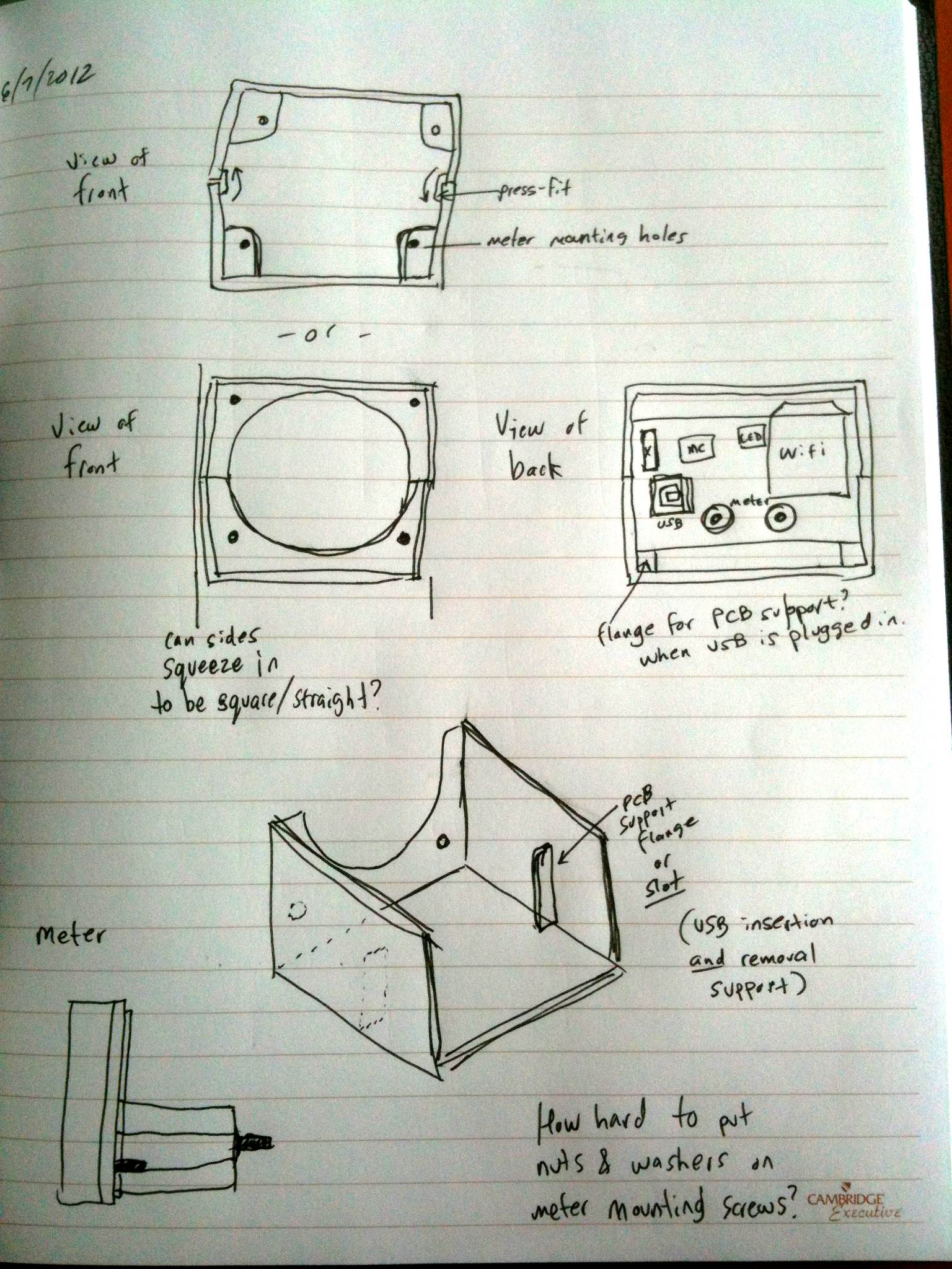 Monulator Case Rough Mechanical Sketch