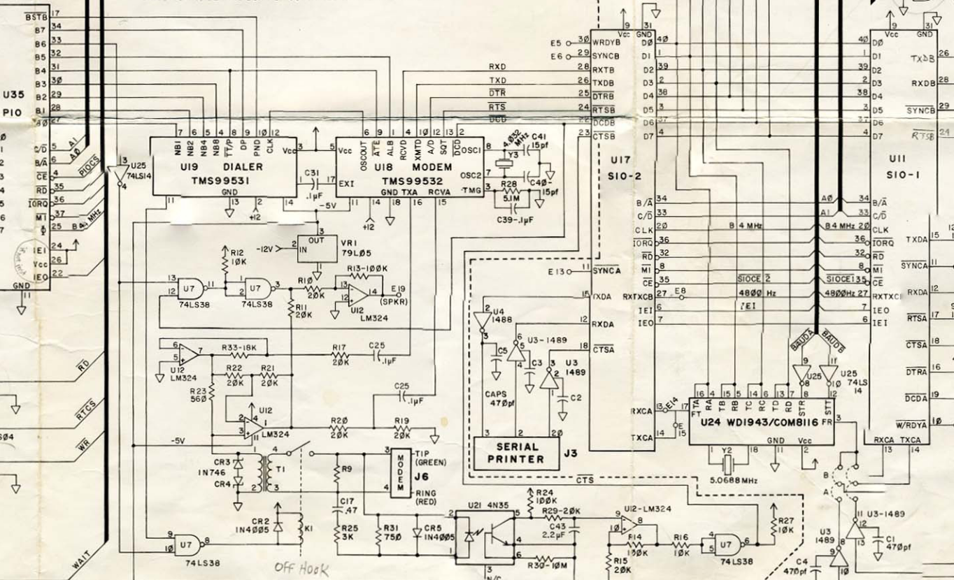 Kaypro schematic (modem portion)